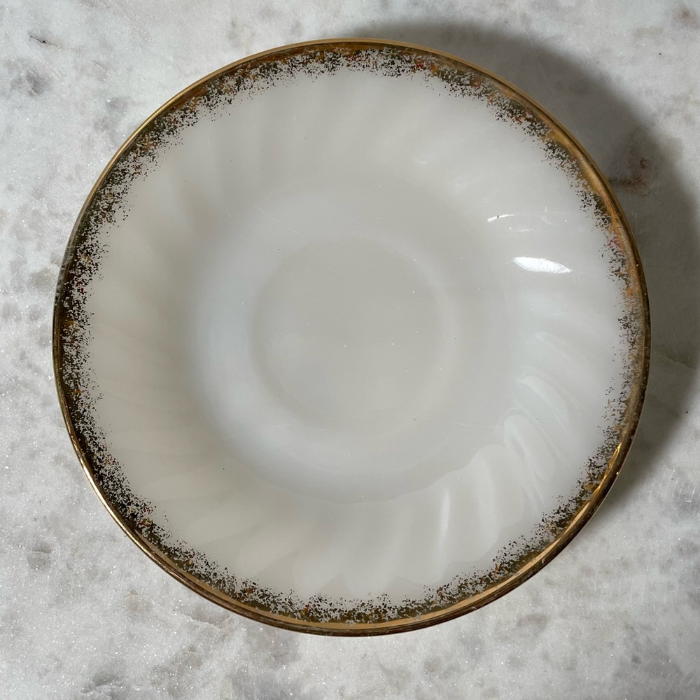 Vintage Fire King White Glass with Gold Edge Saucer
